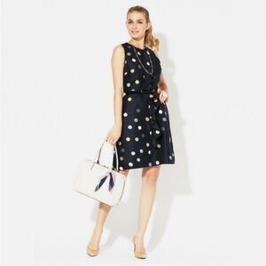 Kate Spade Bailey Women's Silk Sleeveless Dress Navy Blue Polka Dot Size‎ 6